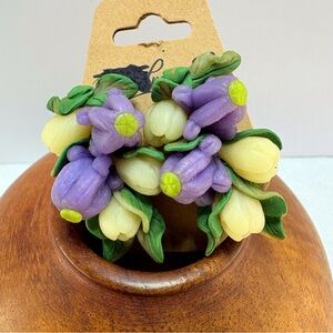 Purple Crown / Pikake Flower Fimo Clay Earrings